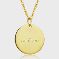 Engraving ideas on the 14K gold-plated Engraved Coin Necklace: a name, initials, MOM with a heart, a date and Always & forever
