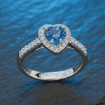 Load and play video in Gallery viewer, Blue Sapphire Heart Ring 925 Sterling Silver Radiant Collection
