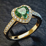 green-heart-gold-plated-ring-925-silver-main
14K gold-plated 925 silver heart ring featuring a brilliant green AAAAA zirconia on white background.