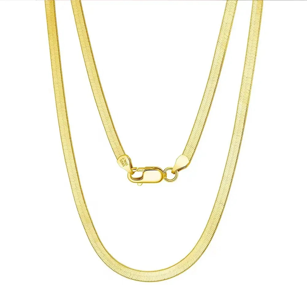 Italian Flexible Flat Snake Chain Necklace 925 Sterling Silver Gold Filled 3mm