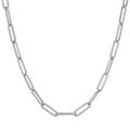 925 sterling silver paperclip chain necklace with a rhodium finish